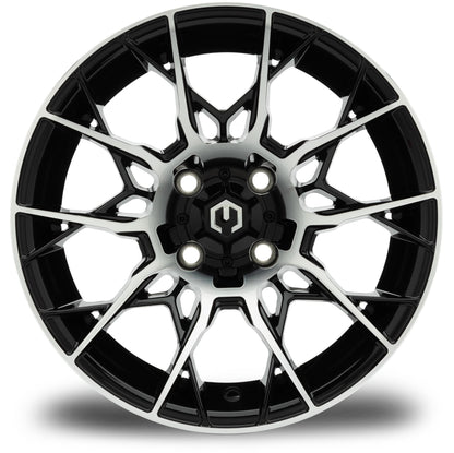 MODZ® 14" Chaos Machined Black Wheels & Street Tires Combo (MODZ Guardian 205/30-14)