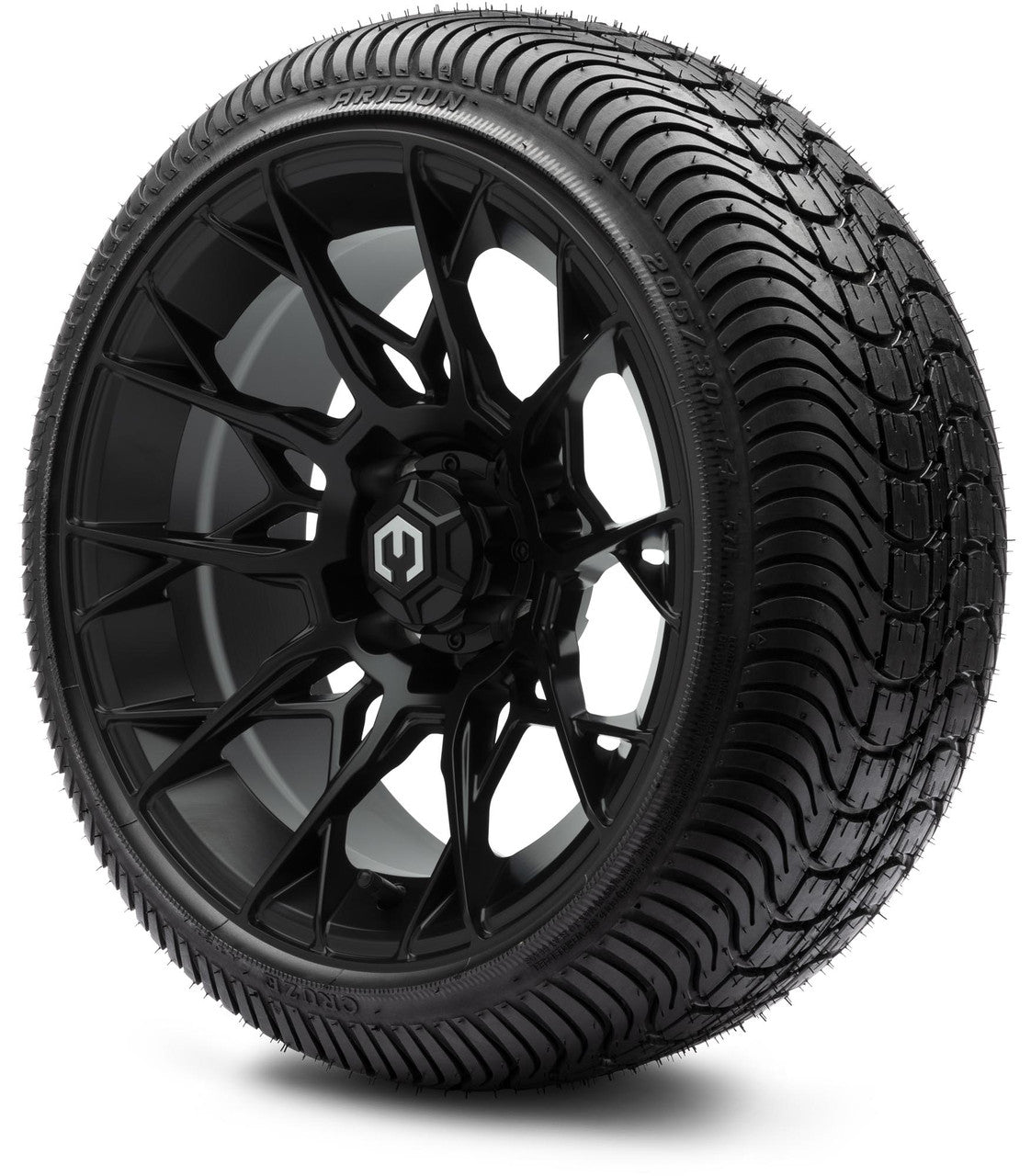 MODZ® 14" Chaos Matte Black Wheels & Street Tires Combo (Arisun Cruze 205/30-14)
