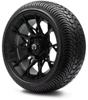MODZ® 14" Chaos Matte Black Wheels & Street Tires Combo (Arisun Cruze 205/30-14)
