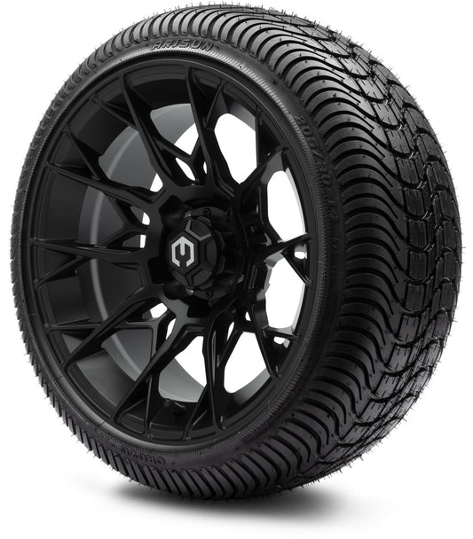 MODZ® 14" Chaos Matte Black Wheels & Street Tires Combo (Arisun Cruze 205/30-14)