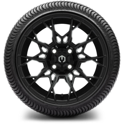 MODZ® 14" Chaos Matte Black Wheels & Street Tires Combo (Arisun Cruze 205/30-14)
