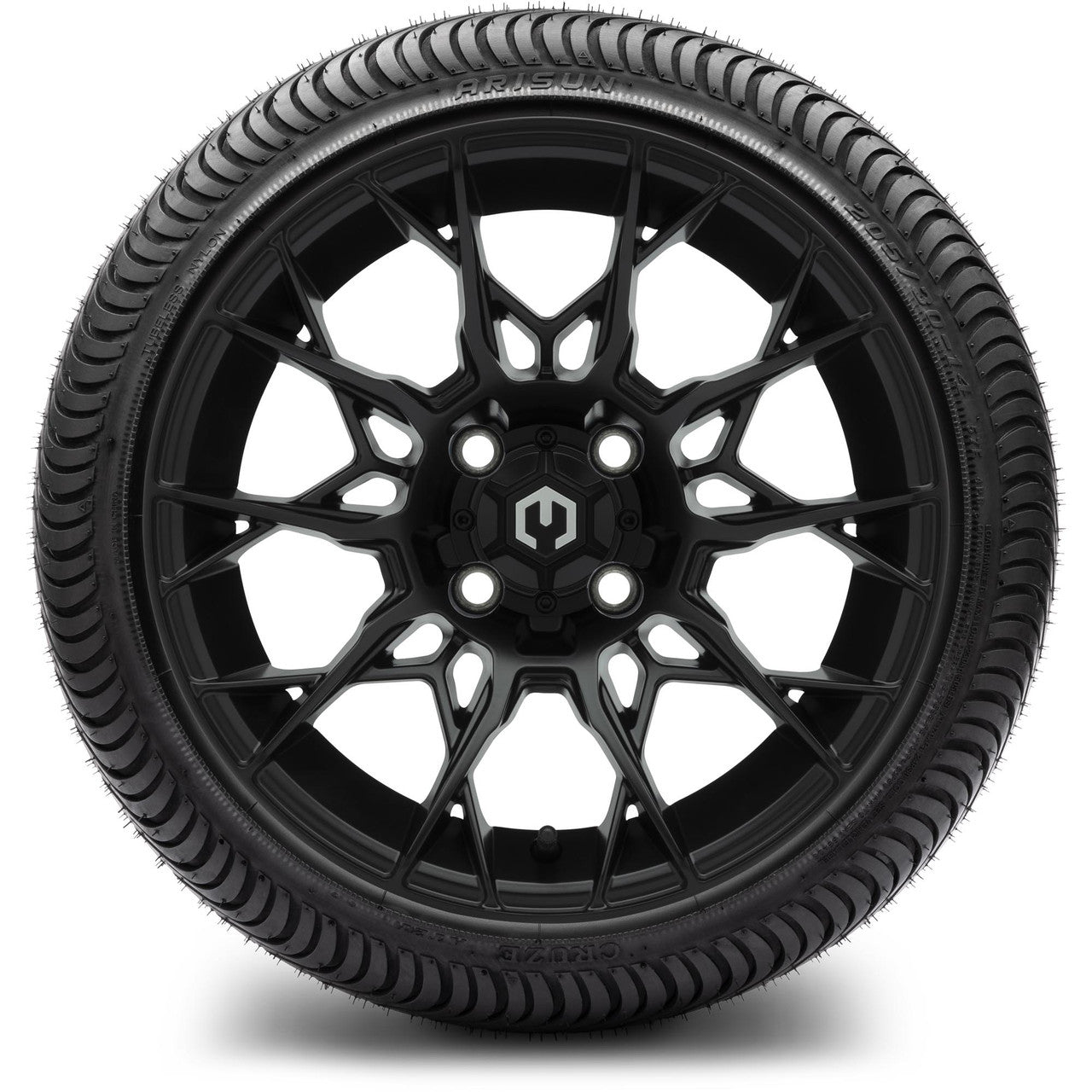 MODZ® 14" Chaos Matte Black Wheels & Street Tires Combo (MODZ Street Fox Radial 23x10-14)