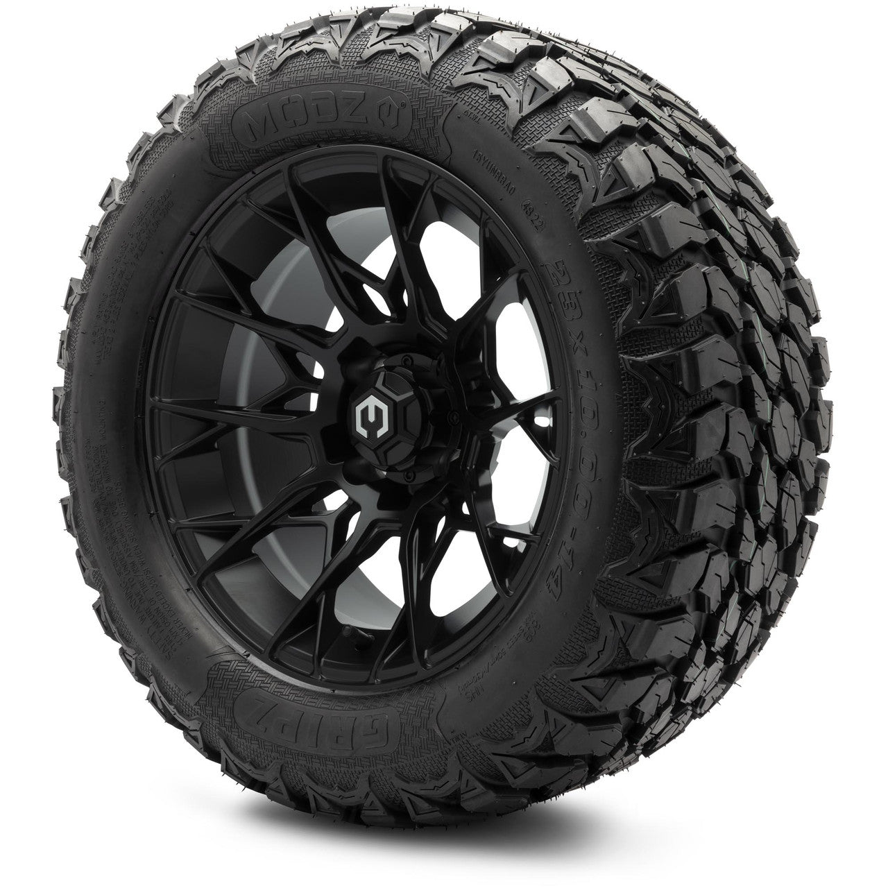MODZ® 14" Chaos Matte Black Wheels & Off-Road Tires Combo (Xcomp Gladiator 23-10-14 Radial)