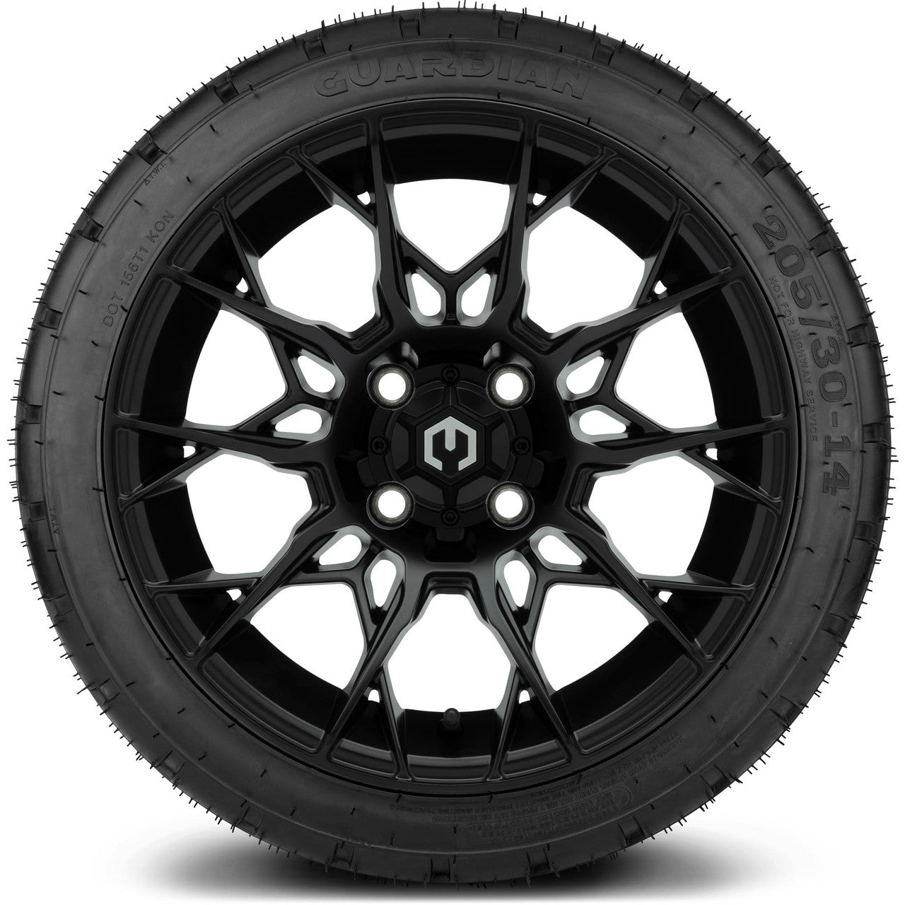 MODZ® 14" Chaos Matte Black Wheels & Street Tires Combo (Arisun Cruze 205/30-14)