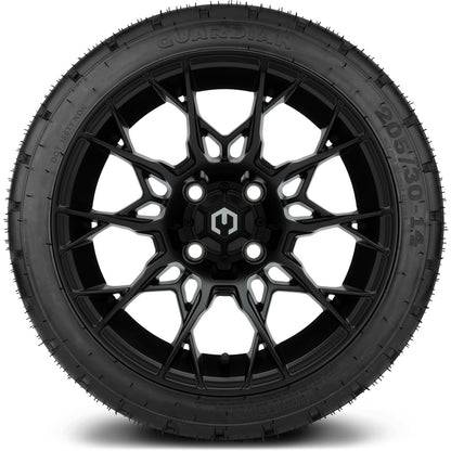 MODZ® 14" Chaos Matte Black Wheels & Street Tires Combo (MODZ Street Fox Radial 23x10-14)