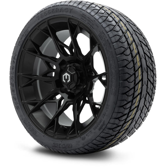 MODZ® 14" Chaos Matte Black Wheels & Street Tires Combo (Odyssey Tesseract Steel Belted Radial 215/35-14)
