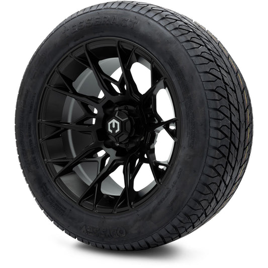 MODZ® 14" Chaos Matte Black Wheels & Street Tires Combo (Odyssey Tesseract Steel Belted Radial 215/50-14)