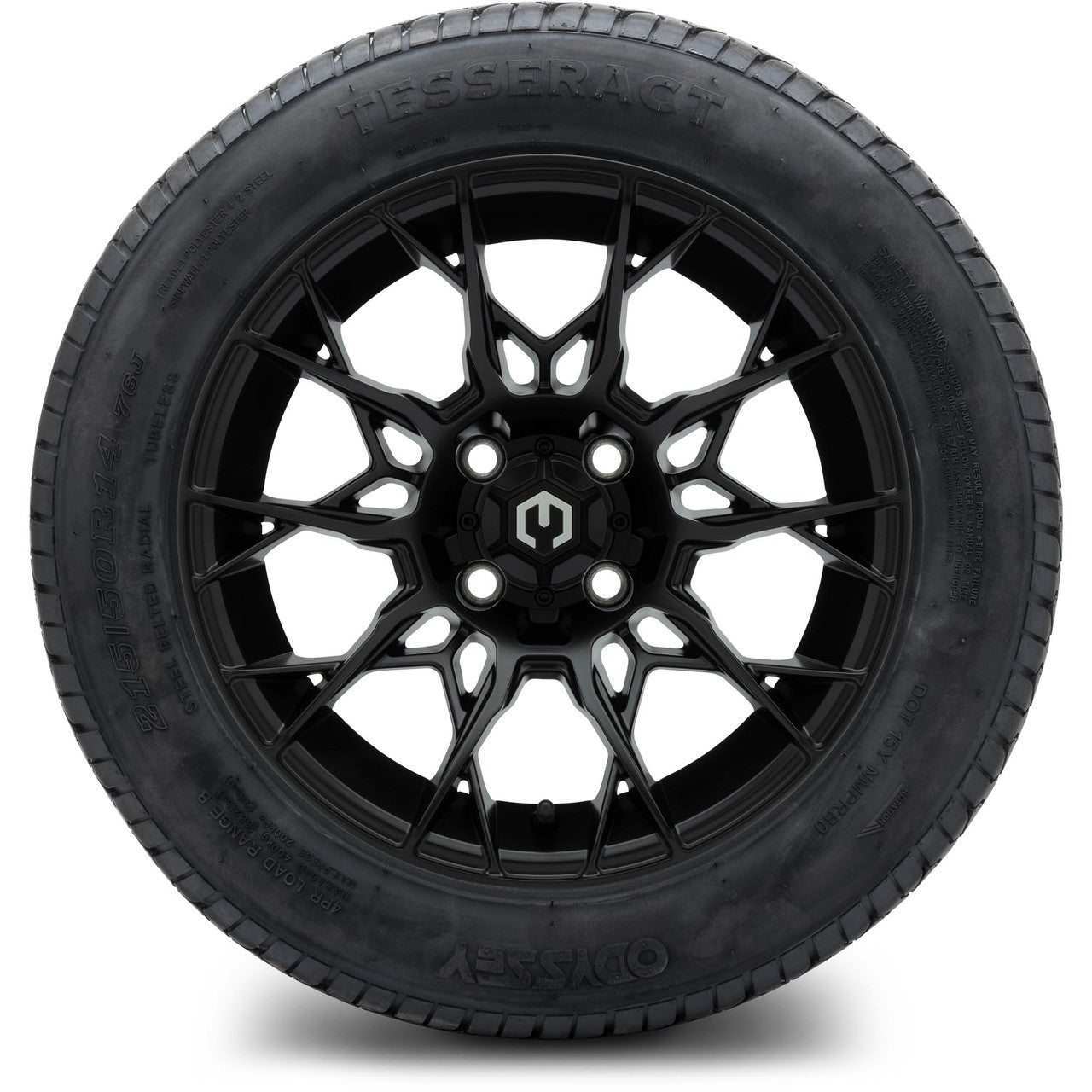 MODZ® 14" Chaos Matte Black Wheels & Street Tires Combo (Odyssey Tesseract Steel Belted Radial 215/50-14)