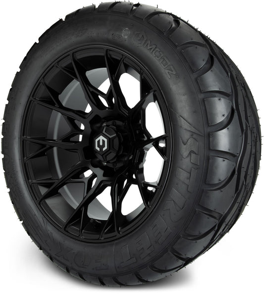 MODZ® 14" Chaos Matte Black Wheels & Street Tires Combo (MODZ Street Fox Radial 23x10-14)