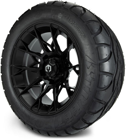 MODZ® 14" Chaos Matte Black Wheels & Street Tires Combo (Arisun Cruze 205/30-14)