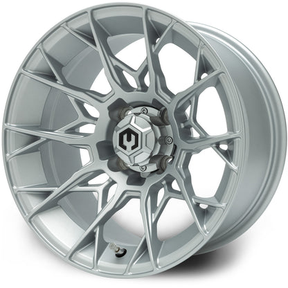 MODZ® 14" Chaos Silver Wheels & Street Tires Combo (MODZ Guardian 205/30-14)
