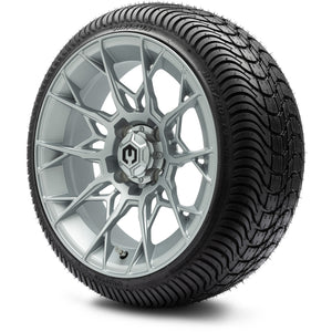 MODZ® 14" Chaos Silver Wheels & Street Tires Combo (Arisun Cruze 205/30-14)