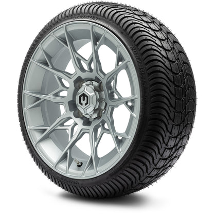 MODZ® 14" Chaos Silver Wheels & Street Tires Combo (Arisun X-Sport 205/30-14)