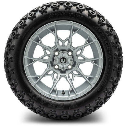 MODZ® 14" Chaos Silver Wheels & Off-Road Tires Combo (Arisun X-Trail All-Terrain 23x10-14)