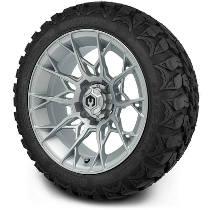 MODZ® 14" Chaos Silver Wheels & Off-Road Tires Combo (Arisun X-Trail All-Terrain 23x10-14)