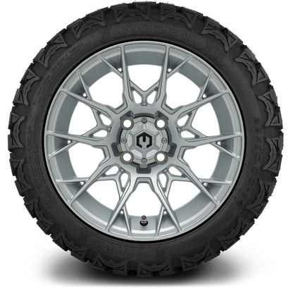 MODZ® 14" Chaos Silver Wheels & Off-Road Tires Combo (Arisun X-Trail All-Terrain 23x10-14)