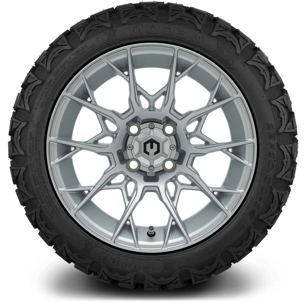 MODZ® 14" Chaos Silver Wheels & Off-Road Tires Combo (Xcomp Gladiator 23-10-14 Radial)