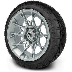 MODZ® 14" Chaos Silver Wheels & Street Tires Combo (MODZ Guardian 205/30-14)