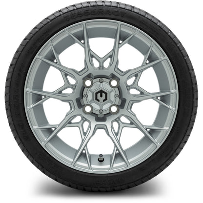 MODZ® 14" Chaos Silver Wheels & Street Tires Combo (Odyssey Tesseract Steel Belted Radial 215/35-14)