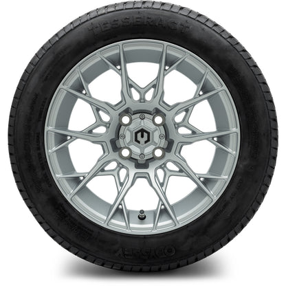 MODZ® 14" Chaos Silver Wheels & Street Tires Combo (Odyssey Tesseract Steel Belted Radial 215/35-14)