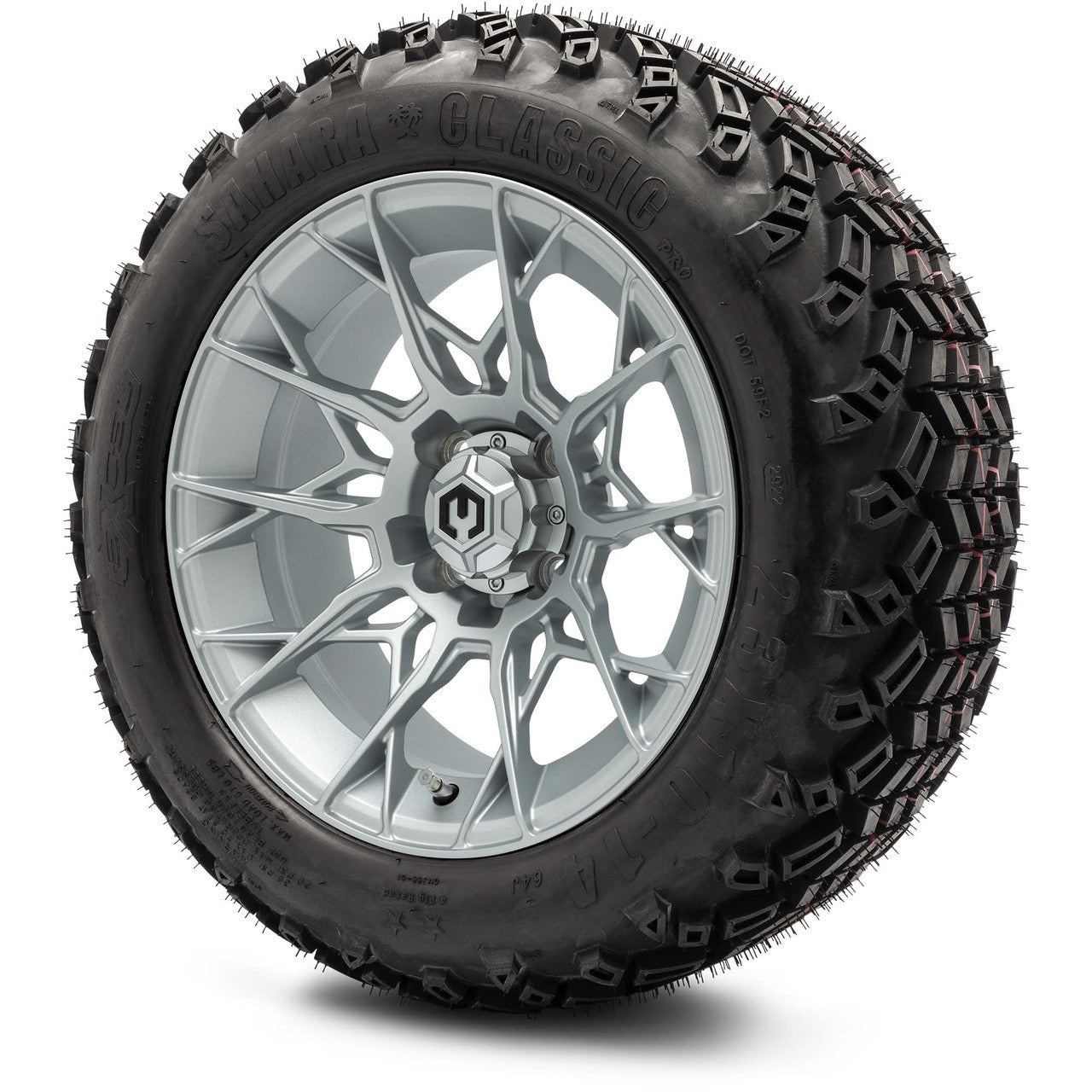 MODZ® 14" Chaos Silver Wheels & Off-Road Tires Combo (Arisun X-Armory All-Terrain 23x10-14 Radial)