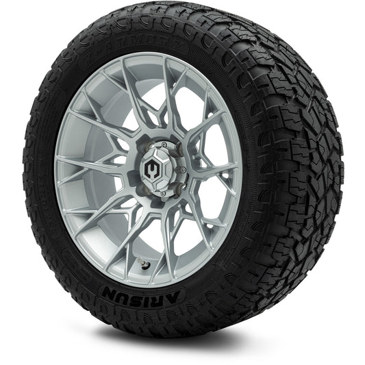 MODZ® 14" Chaos Silver Wheels & Off-Road Tires Combo (Arisun X-Armory All-Terrain 23x10-14 Radial)