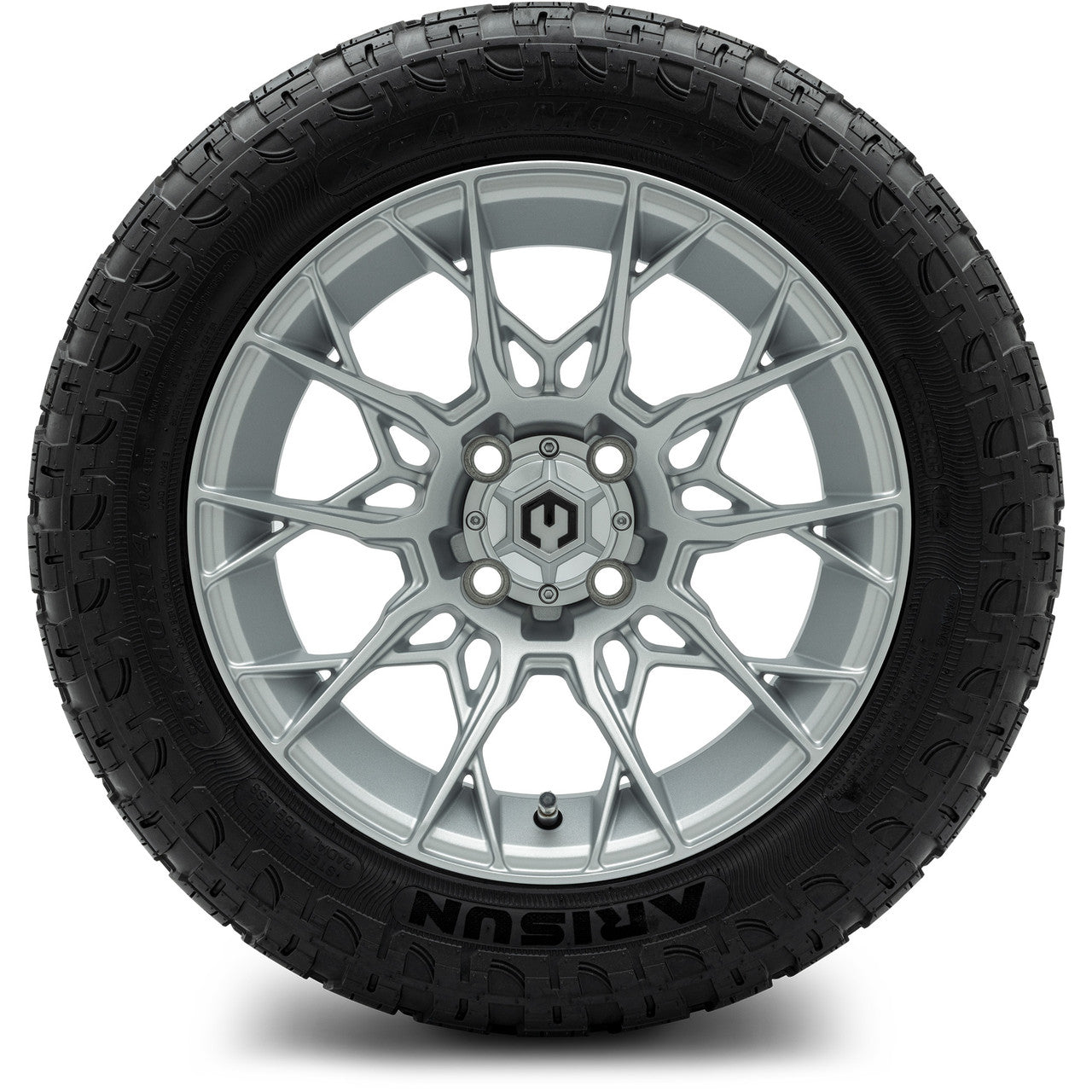 MODZ® 14" Chaos Silver Wheels & Off-Road Tires Combo (Arisun X-Armory All-Terrain 23x10-14 Radial)