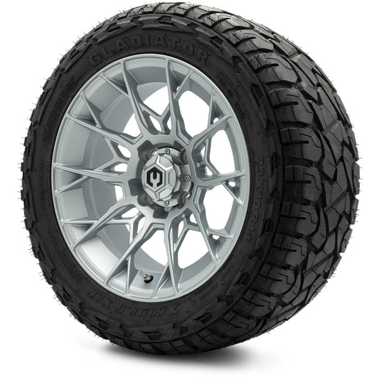 MODZ® 14" Chaos Silver Wheels & Off-Road Tires Combo (Xcomp Gladiator 23-10-14 Radial)