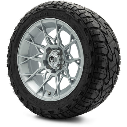 MODZ® 14" Chaos Silver Wheels & Off-Road Tires Combo (Arisun X-Trail All-Terrain 23x10-14)