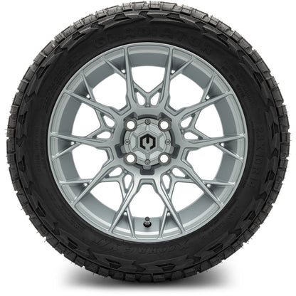 MODZ® 14" Chaos Silver Wheels & Off-Road Tires Combo (Arisun X-Trail All-Terrain 23x10-14)