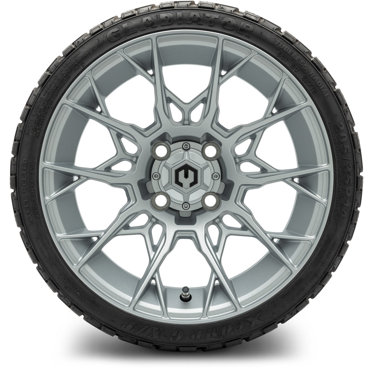 MODZ® 14" Chaos Silver Wheels & Off-Road Tires Combo (Xcomp Gladiator 23-10-14 Radial)