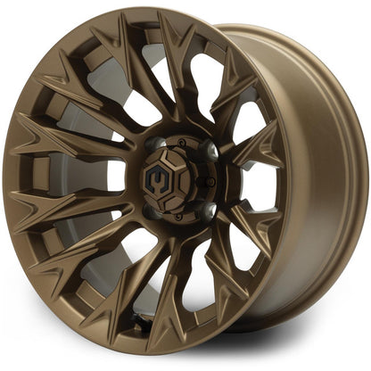 MODZ® 14" Falcon Matte Bronze Wheels & Street Tires Combo (MODZ Guardian 205/30-14)