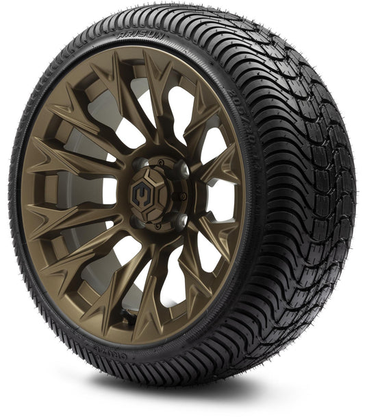 MODZ® 14" Falcon Matte Bronze Wheels & Street Tires Combo (Arisun Cruze 205/30-14)