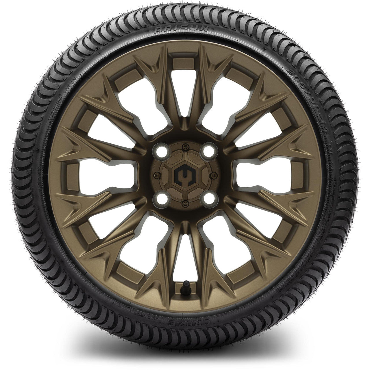 MODZ® 14" Falcon Matte Bronze Wheels & Street Tires Combo (Arisun Cruze 205/30-14)