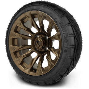 MODZ® 14" Falcon Matte Bronze Wheels & Street Tires Combo (MODZ Guardian 205/30-14)