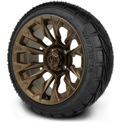 MODZ® 14" Falcon Matte Bronze Wheels & Street Tires Combo (Arisun Cruze 205/30-14)