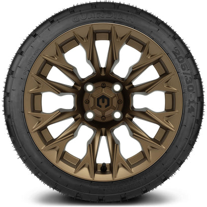 MODZ® 14" Falcon Matte Bronze Wheels & Street Tires Combo (MODZ Street Fox Radial 205/40-14)
