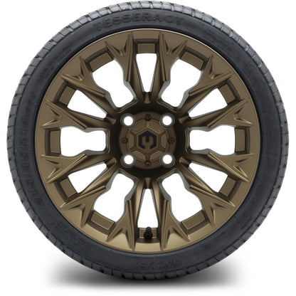 MODZ® 14" Falcon Matte Bronze Wheels & Street Tires Combo (Odyssey Tesseract Steel Belted Radial 215/50-14)