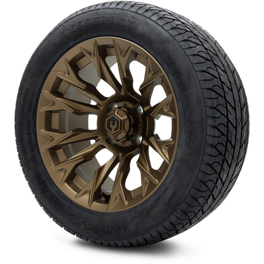 MODZ® 14" Falcon Matte Bronze Wheels & Street Tires Combo (Odyssey Tesseract Steel Belted Radial 215/50-14)
