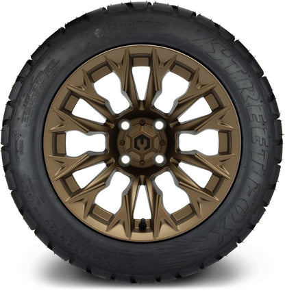 MODZ® 14" Falcon Matte Bronze Wheels & Street Tires Combo (MODZ Street Fox Radial 205/40-14)
