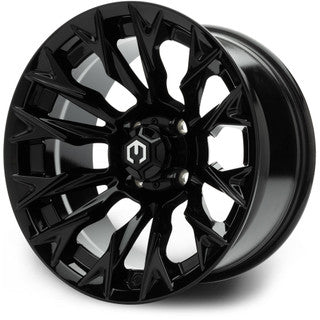 MODZ® 14" Falcon Glossy Black Wheels & Street Tires Combo (Arisun X-Sport 205/30-14)