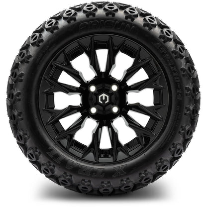 MODZ® 14" Falcon Glossy Black Wheels & Off-Road Tires Combo (Xcomp Gladiator 23-10-14 Radial)