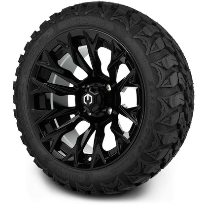 MODZ® 14" Falcon Glossy Black Wheels & Off-Road Tires Combo (Xcomp Gladiator 23-10-14 Radial)