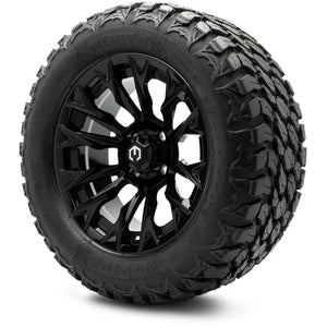 MODZ® 14" Falcon Glossy Black Wheels & Off-Road Tires Combo (MODZ Gripz 23x10-14)