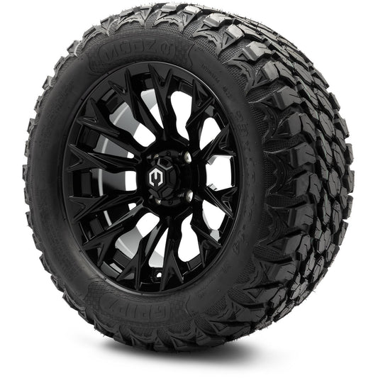 MODZ® 14" Falcon Glossy Black Wheels & Off-Road Tires Combo (MODZ Gripz 23x10-14)