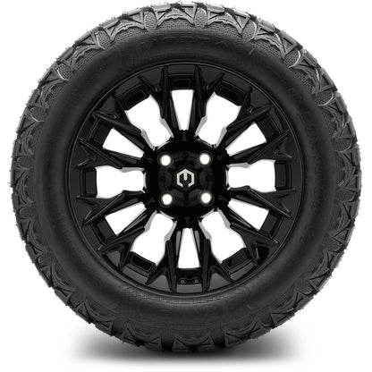 MODZ® 14" Falcon Glossy Black Wheels & Off-Road Tires Combo (Arisun X-Armory All-Terrain 23x10-14 Radial)