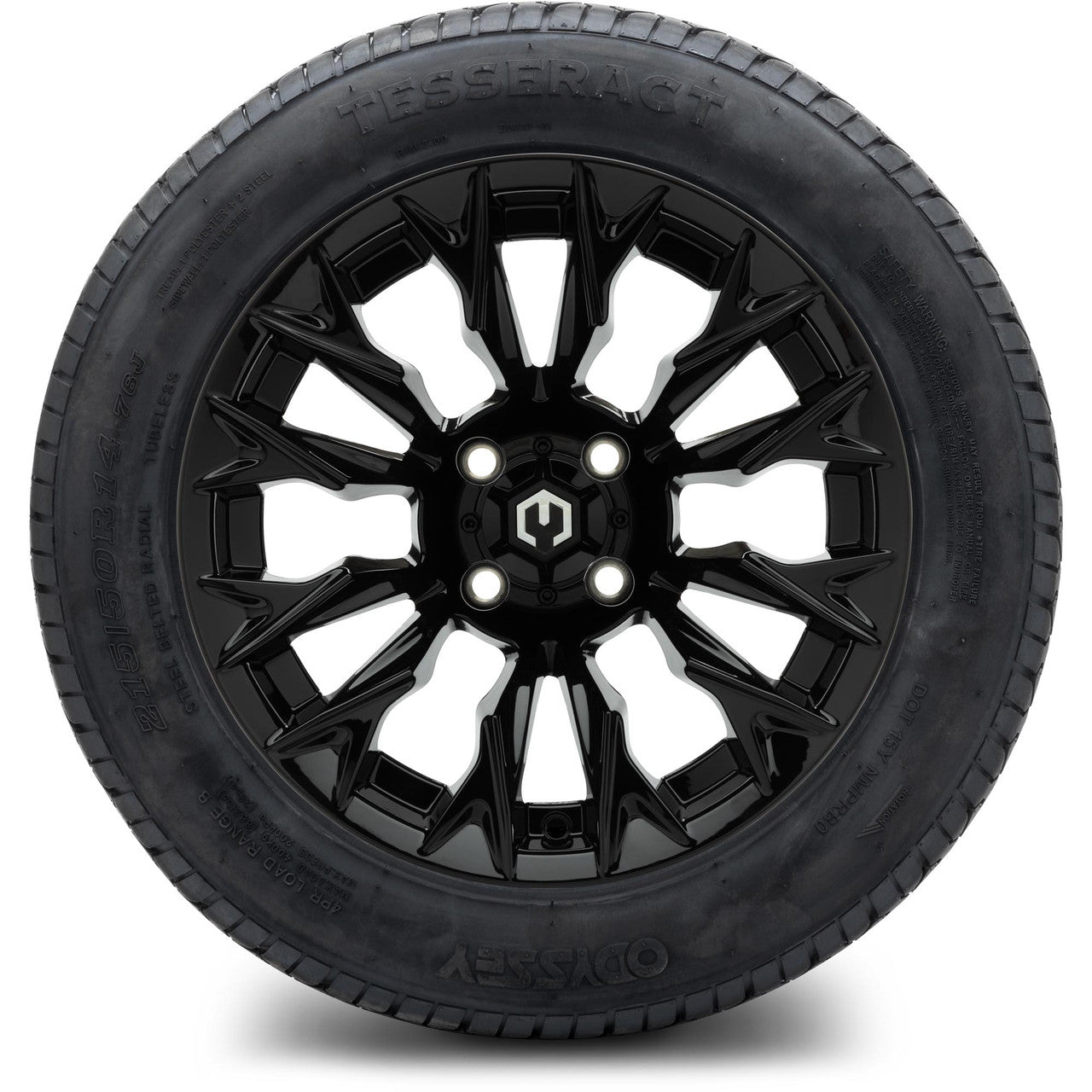 MODZ® 14" Falcon Glossy Black Wheels & Street Tires Combo (MODZ Street Fox Radial 23x10-14)
