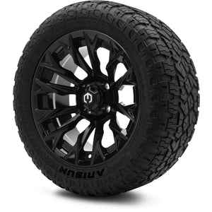 MODZ® 14" Falcon Glossy Black Wheels & Off-Road Tires Combo (Arisun X-Armory All-Terrain 23x10-14 Radial)