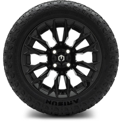 MODZ® 14" Falcon Glossy Black Wheels & Off-Road Tires Combo (Xcomp Gladiator 23-10-14 Radial)