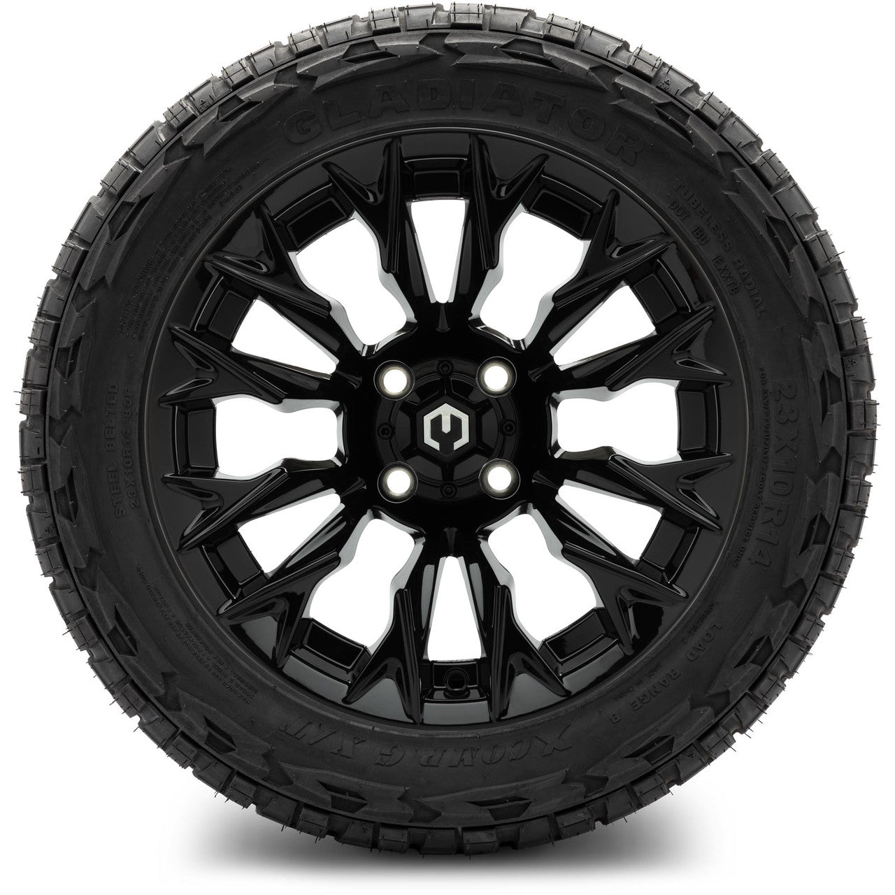 MODZ® 14" Falcon Glossy Black Wheels & Off-Road Tires Combo (Arisun X-Trail All-Terrain 23x10-14)